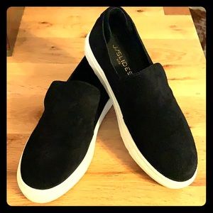 J Slides “Perrie” Black Suede Slip-On Sneakers